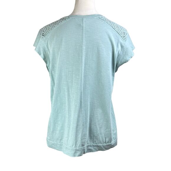 Kuhl Shilo Light Blue Crochet Shoulder Short Cap Sleeve Round Neckline Soft Top - Picture 2 of 12